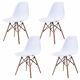 4 X White Designer Dining Chairs And Table Set Matte Wooden Leg Table Chairs