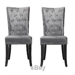 4 x Chairs Silver Grey Crushed Velvet Fabric Stunning Dining Chairs Dining Chair