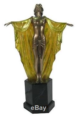 48cm Art Deco/nouveau Table Lamp Elegant Lady Figurine Bronze Finish Polystone