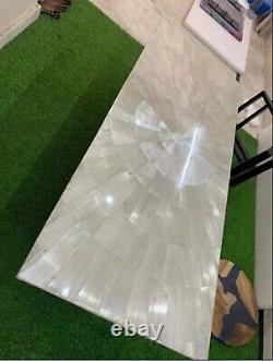 48x72 Inches Marble Dining Table Top Selenite Stone with Resin Art Hallway table