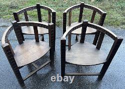 4x Art Deco Design Chair Dudouyt Style Vintage Wood to Restore