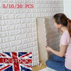 5/10/30x PE Foam 3D Brick Wall Sticker Self-Adhesive DIY Wallpaper Panels Decal