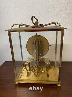 50's ART DECO MECHANICAL KUNDO CLOCK WITH GLASS AND BRASS CAGE
