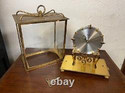50's ART DECO MECHANICAL KUNDO CLOCK WITH GLASS AND BRASS CAGE