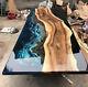 50x100 Black Epoxy Coffee Table Top Acacia Wooden Slabs With 28 Stand Decors