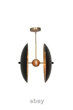6 Light Art Deco Style Raw Brass Chandelier Light Fixture