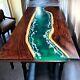 60x30 Green Epoxy Resin Dining Table Live Edge Wooden Kitchen Slab Hallway Dec