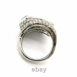 7.27 TCW Sapphire & White CZ Shield Bypass Round & Baguette Art Deco Style Ring