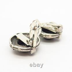 925 Sterling Silver Multi-Color Gemstone Art-Deco-Style Clip On Earrings