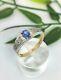 9ct Gold Ring Diamond Pave & Cornflower Blue Sapphire, Art Deco Style Hallmarked