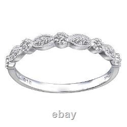 9ct White Gold 0.10ct Diamond Art Deco Style Eternity Ring size O