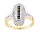 9ct Yellow Gold Sapphire & Diamond Art Deco Style Ring Size J K L M N O P Q R S