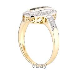 9ct Yellow Gold Sapphire & Diamond Art Deco Style Ring size J K L M N O P Q R S