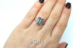 A Fine Art Deco Style Platinum 5.30ct Aquamarine & Diamond Cluster Ring #17628
