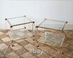 A Pair of French Pierre Vandel Paris Lucite Glass Coffee Bed Side Lamp Tables