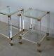 A Pair Of French Pierre Vandel Paris Lucite Glass Etagere Bed Side Lamp Tables