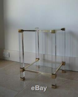 A Pair of French Pierre Vandel Paris Lucite Glass Etagere Bed Side Lamp Tables