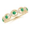Angara Art Deco Style Emerald Scalloped Anniversary Ring For Women In 14k Gold