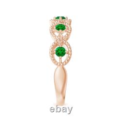 ANGARA Art Deco Style Emerald Scalloped Anniversary Ring for Women in 14K Gold