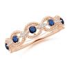 Angara Art Deco Style Sapphire Scalloped Anniversary Ring For Women In 14k Gold