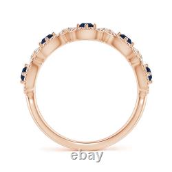 ANGARA Art Deco Style Sapphire Scalloped Anniversary Ring for Women in 14K Gold
