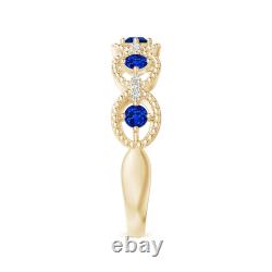 ANGARA Art Deco Style Sapphire Scalloped Anniversary Ring for Women in 14K Gold