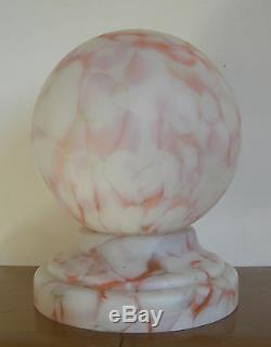 ART DECO BELGIAN TABLE LAMP by SCAILMONT SPHERE GLOBE SLAG GLASS -MUSHROOM style