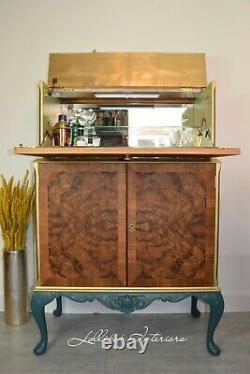 ART DECO COCKTAIL CABINET IN GREEN AND GOLD Drinks cabinet