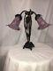 Art Deco Style Handmade Wrought Iron Table Lamp 3 Blown Glass Shades Pink/white