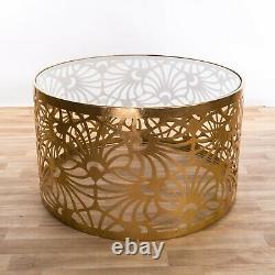 ART DECO STYLE Metal Coffee Table Gold Gilt Leaf