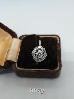 ART DECO STYLE Platinum Diamond Ring 0.65ct Size O