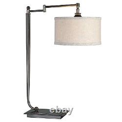 Adjustable Art Deco Style Bronze Accented Metal Swivel Lamp Nickel Desk Task