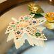 Adorable Top Marble White Candle Holder Multi Precious Inlay Marquery Art Decors