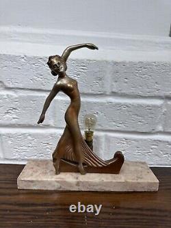 Alabasta Lady Lamp Art Deco Spelter Lady Figurine Figure