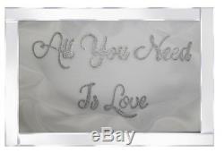 All you need is love sparkle glitz mirrored picture, glitter art wall picture