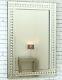 Alma Silver Crystal Glass Frame Rectangle Wall Mirror 48x 32 Extra Large