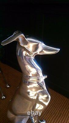 Aluminium Whippet Sitting Greyhound Whippet Silver Finish Ornament polished