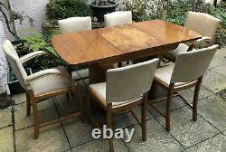 Amazing Art Deco Walnut Extending Dining Table & 6 Chairs We Deliver