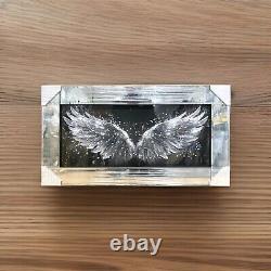 Angel Wings Picture Liquid Art Wings Wall Hung Mirror Frame Glitter 85x45 cm