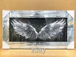 Angel Wings Picture Liquid Art Wings Wall Hung Mirror Frame Glitter 85x45 cm