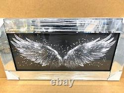 Angel Wings Picture Liquid Art Wings Wall Hung Mirror Frame Glitter 85x45 cm