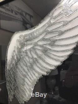Angel Wings Picture With Glitter In Mirrored Frame, Angel Wings Art Picture