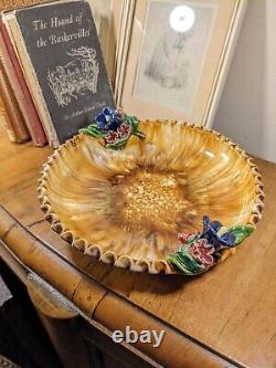 Antique Art Deco 1930s St Peter Graz Austria Floral Majolica Pottery Glazed Bowl