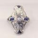 Antique Art Deco Diamond & Sapphire Plaque Style Engagement Ring, 18ct Filigree