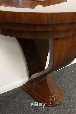 Antique Art Deco Style Half Moon Console Hall Table In Rosewood 246