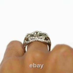 Antique Art Deco Style Simulated Diamond Three-Stone Wedding Ring In 925 Silver