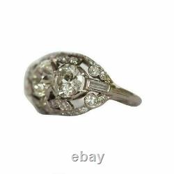 Antique Art Deco Style Simulated Diamond Three-Stone Wedding Ring In 925 Silver