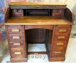 Antique Cylinder Bureau Bureaux Roll Top Tambour writing table Desk Oak Mahogany