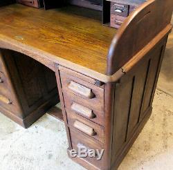 Antique Cylinder Bureau Bureaux Roll Top Tambour writing table Desk Oak Mahogany