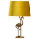 Antique Gold Flamingo Table Lamp With Mustard Velvet Shade 65cm